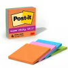 Post-it Super Sticky Notes, 4" x 4", Energy Boost Collection, Lined, 90 Sheet/Pad, 4 Pads/Pack (675-4SSUC)