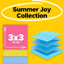 Post-it Super Sticky Pop-up Notes, 3" x 3", Summer Joy Collection, 90 Sheet/Pad, 6 Pads/Pack (R330-6SSJOY)
