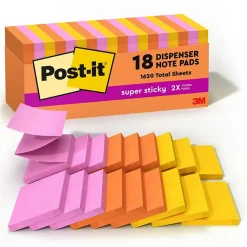 Post-it Super Sticky Pop-up Notes, 3" x 3", Energy Boost Collection, 90 Sheet/Pad, 18 Pads/Pack (R33018SSAUCP)