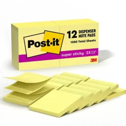 Post-it Super Sticky Pop-up Notes, 3" x 3", Canary Collection, 90 Sheet/Pad, 12 Pads/Pack (R33012SSCY)