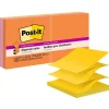 Post-it Super Sticky Pop-up Notes, 3" x 3", Energy Boost Collection, 90 Sheet/Pad, 6 Pads/Pack (R330-6SSUC)
