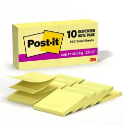 Post-it Super Sticky Pop-Up Notes, 3" x 3" Canary Yellow, 90 Sheets/Pad, 10 Pads/Pack (R330-10SSCY)