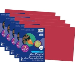 Prang 12" x 18" Construction Paper, Red, 50 Sheets/Pack, 5 Packs (PAC6107-5)