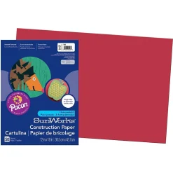 Prang 12" x 18" Construction Paper, Red, 50 Sheets/Pack, 5 Packs (PAC6107-5)