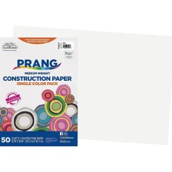 Prang 12" x 18" Construction Paper, White, 50 Sheets/Pack (P9207-0001)