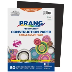 Prang 9" x 12" Construction Paper, Black, 50 Sheets/Pack (P6303-0001)