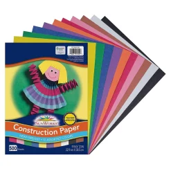 Prang 9" x 12" Construction Paper, Assorted Colors, 500 Sheets/Pack (PCON01500)