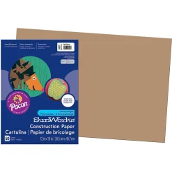 Prang® Construction Paper, Light Brown, 12" x 18", 50 Sheets Per Pack, 5 Packs (PAC6907-5)