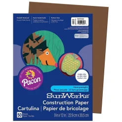 Prang® Construction Paper, Dark Brown, 9" x 12", 50 Sheets Per Pack, 10 Packs (PAC6803-10)