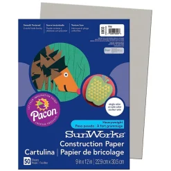 Prang® Construction Paper, Gray, 9" x 12", 50 Sheets Per Pack, 10 Packs (PAC8803-10)