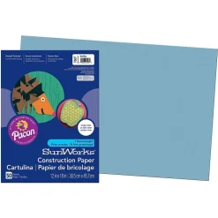 Prang® Construction Paper, Sky Blue, 12" x 18", 50 Sheets Per Pack, 5 Packs (PAC7607-5)