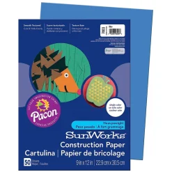 Prang® Construction Paper, Blue, 9" x 12", 50 Sheets Per Pack, 10 Packs (PAC7403-10)