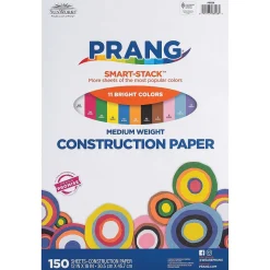 Prang Smart Stack 12" x 18" Construction Paper, Assorted Colors, 150 Sheets/Pack (P6526)