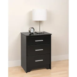Prepac™ 27" Coal Harbor 3 Drawer Tall Nightstand, Black