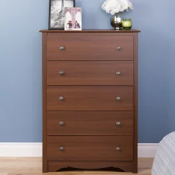 Prepac 45.25" Monterey 5 Drawer Chest, Cherry (CDC-3345-K)
