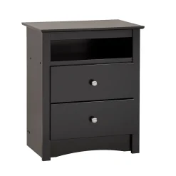 Prepac™ 28" Sonoma Tall 2 Drawer Nightstand With Open Shelf, Black (BDC-2428)