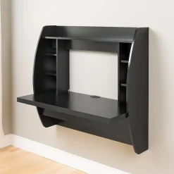 Prepac 42'' W L-Shape Metal Contemporary Wall Mounted Desk, Black (BEHW-0200-1)