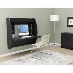 Prepac 42'' W L-Shape Metal Contemporary Wall Mounted Desk, Black (BEHW-0200-1)