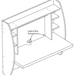Prepac 42'' W L-Shape Metal Contemporary Wall Mounted Desk, Black (BEHW-0200-1)