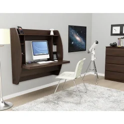 Prepac 42'' Wall Mounted Floating Desk with Storage, Espresso (EEHW-0200-1)