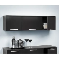 Prepac™ Coal Harbor Wall Mounted Hutch, 13"H x 47.25"W x 12"D, Black