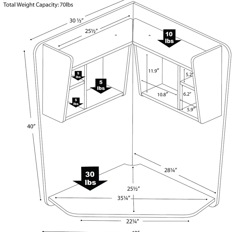 Prepac Floating Corner Desk, White ( WEHW-0202-1)