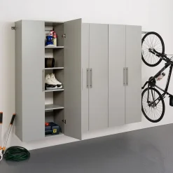 Prepac™ HangUps 90" Laminate 3 Piece Storage Cabinet Set D, Light Gray