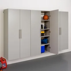 Prepac™ HangUps 108" Laminate 3 Piece Storage Cabinet Set E, Light Gray