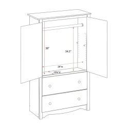 Prepac™ Monterey Composite Wood 2 Door 2 Drawer Armoire, White