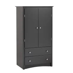 Prepac™ Sonoma Composite Wood 2 Drawer Armoire, Black