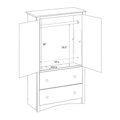 Prepac™ Sonoma Composite Wood 2 Drawer Armoire, Black