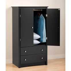Prepac™ Sonoma Composite Wood 2 Drawer Armoire, Black