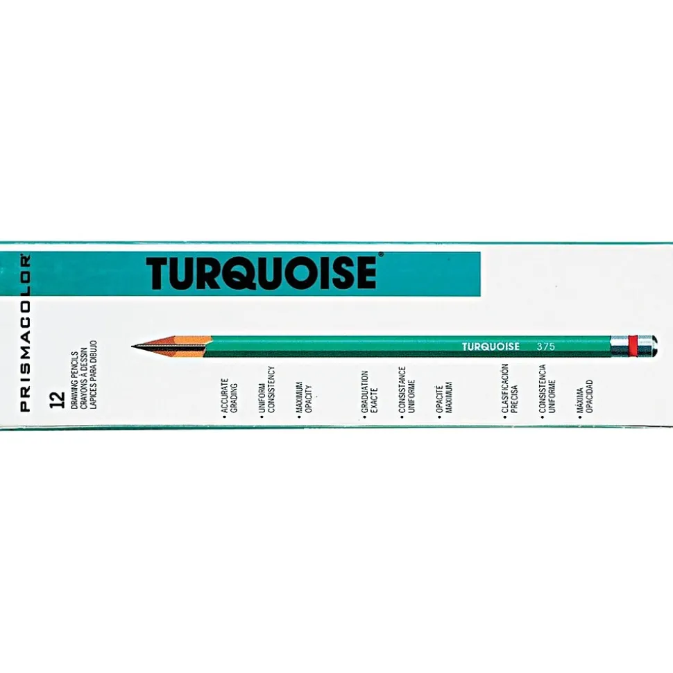 Prismacolor® Drawing Pencil, 4B, 2 mm Dia, Turquoise Barrel, 12/Pack