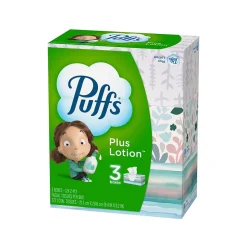 Puffs Plus Lotion Facial Tissue, 2-ply, 124 Tissues/Box, 3 Boxes/Pack (39363)