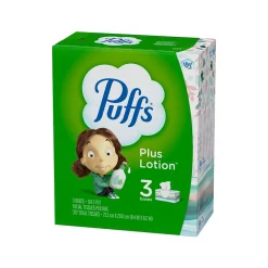 Puffs Plus Lotion Facial Tissue, 2-ply, 124 Tissues/Box, 3 Boxes/Pack (39363)