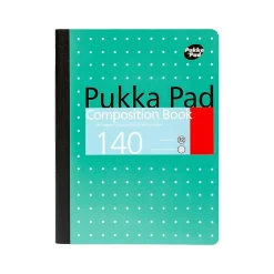 Pukka Pad Metallic Composition Notebook, 7.5" x 9.75", College-Ruled, 70 Sheets, Green, 4/Pack (8796-MET)