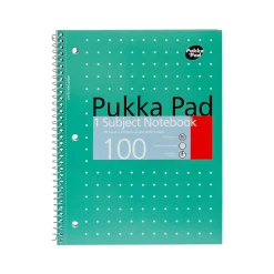 Pukka Pad Metallic 1-Subject Notebooks, 8" x 10.5", College Ruled, 100 Sheets, Green, 3/Pack (8795-MET)