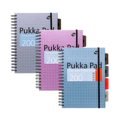 Pukka Pad Metallic 5-Subject Subject Notebooks, 6.9" x 9.8", College Ruled, 100 Sheets, Assorted Colors, 3/Pack (9589-MET)