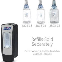 PURELL ADX12 Wall Mounted Hand Sanitizer Dispenser, Black/Brushed Chrome (8828-06)