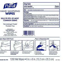 PURELL Hand Sanitizing Wipes Refill, 1200/Wipes, 2/Pack (9118-02)
