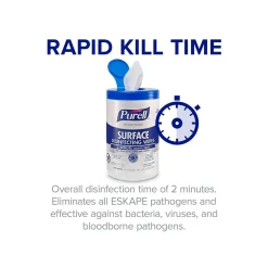 PURELL Healthcare Disinfecting Wipes, 110 Wipes/Container, 6/Carton (9340-06)