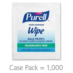 PURELL Individually Wrapped 70% Alcohol Sanitizing Hand Wipes, 1,000 Wipes/Carton (9021-1M)