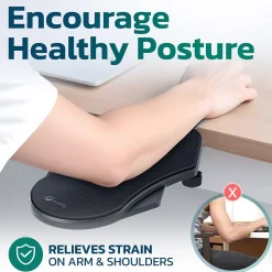 Purely E5720 Ergonomic Arm/Elbow Support Rest for Desk, Computer Desk Arm Extender, Black (PARE5720)