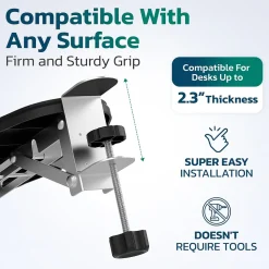 Purely E5720 Ergonomic Arm/Elbow Support Rest for Desk, Computer Desk Arm Extender, Black (PARE5720)