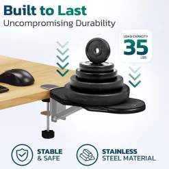 Purely E5720 Ergonomic Arm/Elbow Support Rest for Desk, Computer Desk Arm Extender, Black (PARE5720)