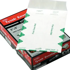 Quality Park First Class Tyvek Open End Catalog Envelopes, 6" x 9", Green/White, 100/Box (R1330)