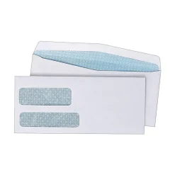 Quality Park Gummed Security Tinted #9 Double Window Envelopes, 3 7/8" x 8 7/8", White Wove, 500/Box (QUA24524)