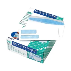Quality Park Gummed Security Tinted #9 Double Window Envelopes, 3 7/8