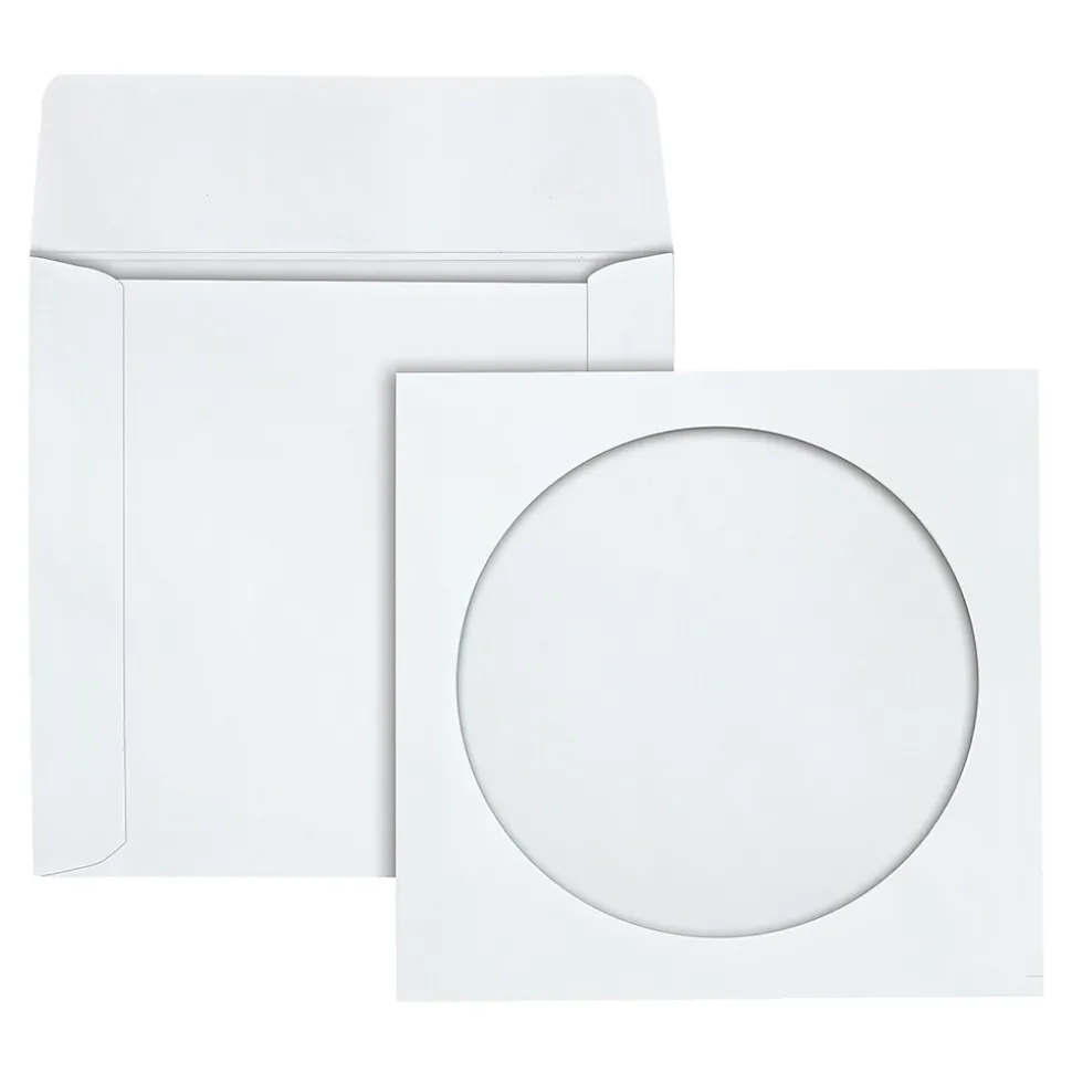 Quality Park Open End CD/DVD Envelopes, 5" x 5", White Wove, 250/Box (QUA62905)
