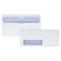 Quality Park Reveal-N-Seal Security Tinted #10 Window Envelope, 4 1/8" x 9 1/2", White Wove, 500/Box (67418)